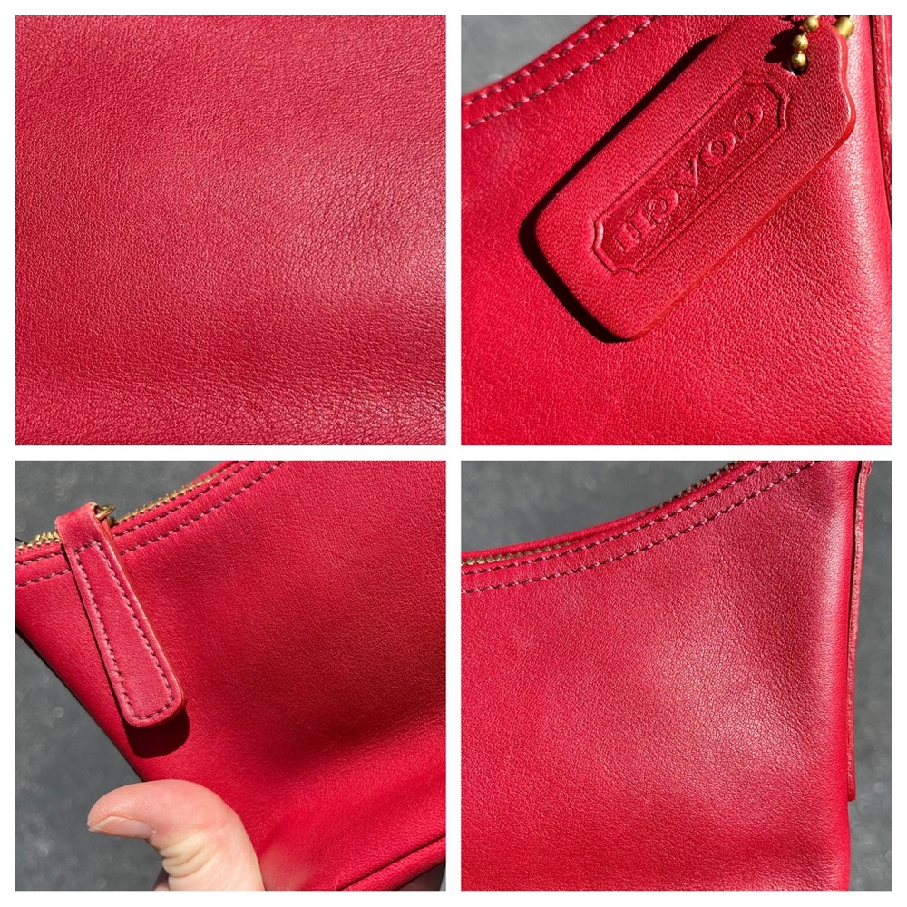 Authenticated Coach Y2K Vintage Red Leather Demi Pouch Small Bag #9844